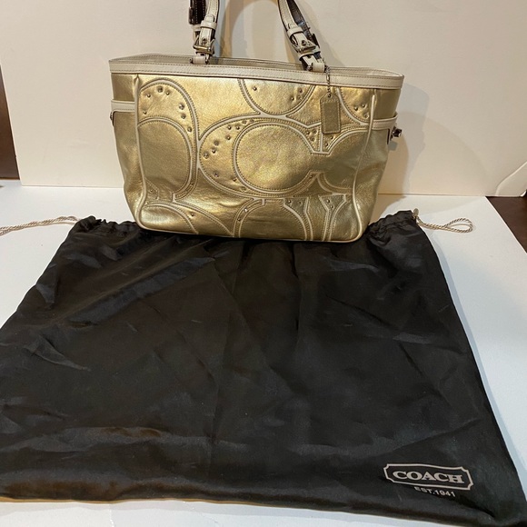Coach Signature Metallic Gold Shoulder Bag “Holiday Sale Alert 🚨 “ - Picture 6 of 12